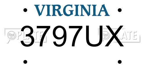 3797UX Virginia License Plate
