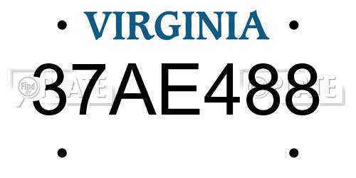 37AE488 Virginia License Plate