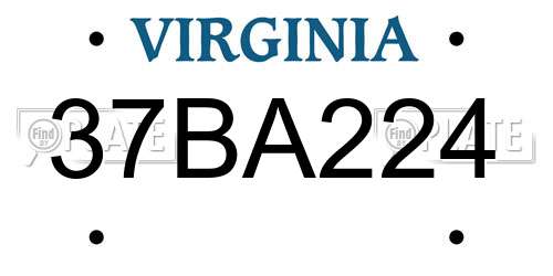 37BA224 Virginia License Plate