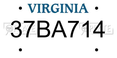 37BA714 Virginia License Plate