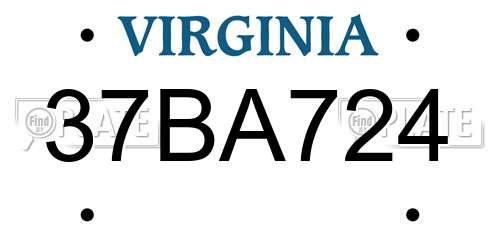 37BA724 Virginia License Plate