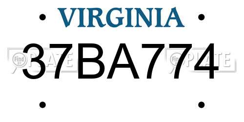 37BA774 Virginia License Plate