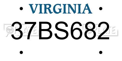 37BS682 Virginia License Plate