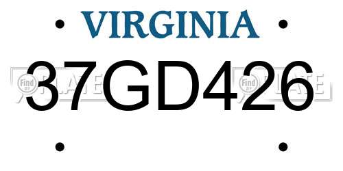 37GD426 Virginia License Plate