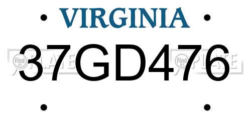 37GD476 Virginia License Plate