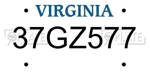37GZ577 Virginia License Plate