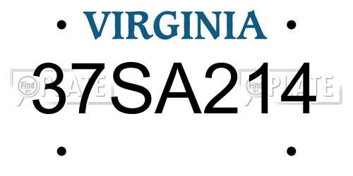 37SA214 Virginia License Plate