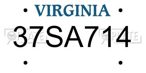 37SA714 Virginia License Plate