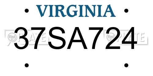 37SA724 Virginia License Plate