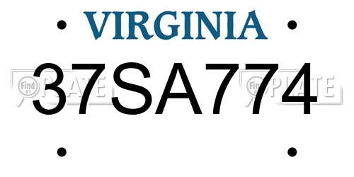 37SA774 Virginia License Plate