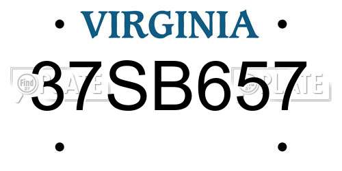37SB657 Virginia License Plate