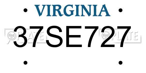 37SE727 Virginia License Plate