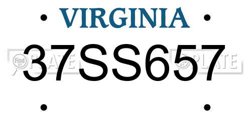 37SS657 Virginia License Plate