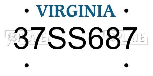 37SS687 Virginia License Plate
