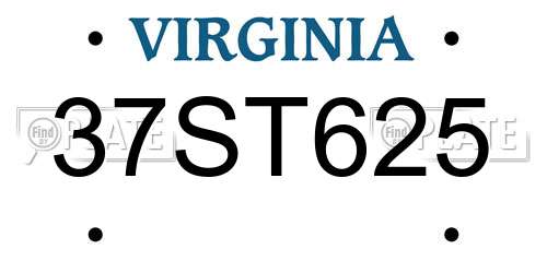 37ST625 Virginia License Plate
