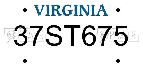 37ST675 Virginia License Plate