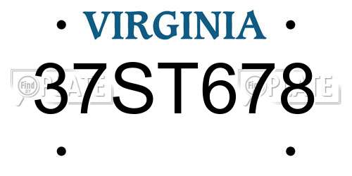 37ST678 Virginia License Plate