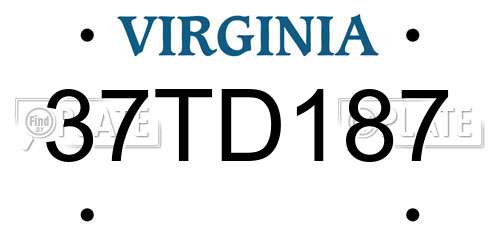 37TD187 Virginia License Plate