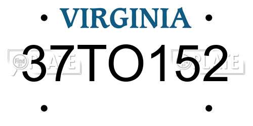 37TO152 Virginia License Plate