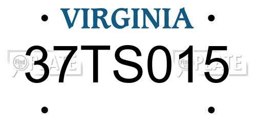 37TS015 Virginia License Plate