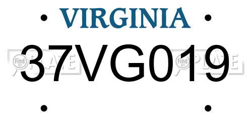37VG019 Virginia License Plate