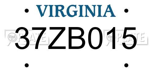 37ZB015 Virginia License Plate