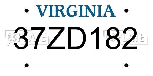 37ZD182 Virginia License Plate