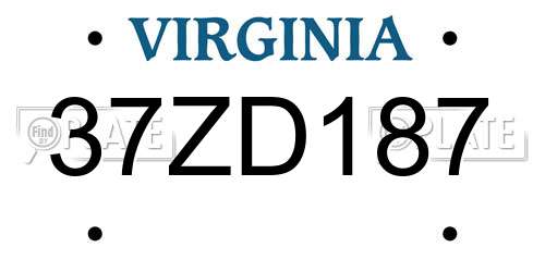 37ZD187 Virginia License Plate