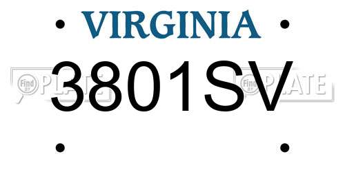 3801SV Virginia License Plate