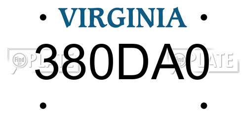 380DA0 Virginia License Plate