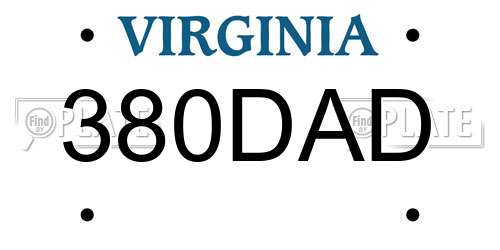 380DAD Virginia License Plate