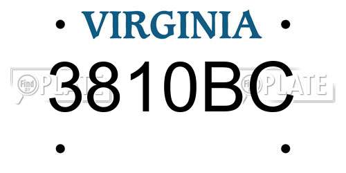 3810BC Virginia License Plate