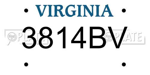 3814BV Virginia License Plate