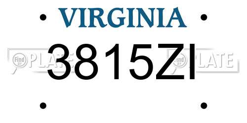 3815ZI Virginia License Plate