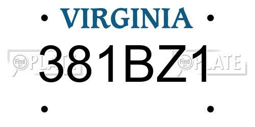 381BZ1 Virginia License Plate