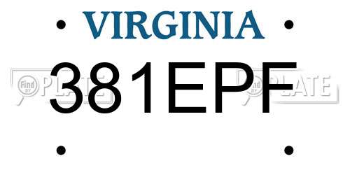 381EPF Virginia License Plate