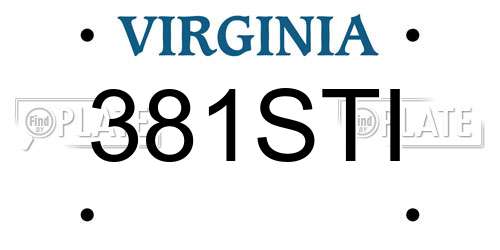 381STI Virginia License Plate