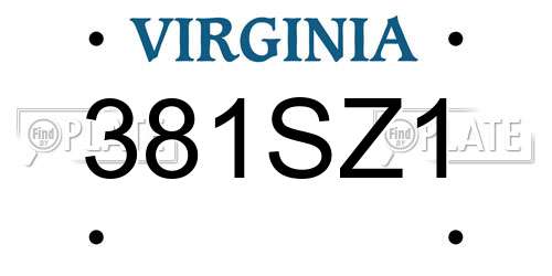381SZ1 Virginia License Plate