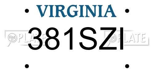 381SZI Virginia License Plate