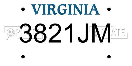 3821JM Virginia License Plate