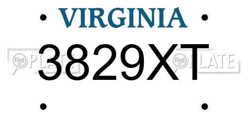3829XT Virginia License Plate