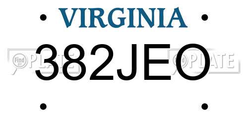 382JEO Virginia License Plate