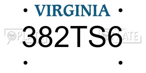 382TS6 Virginia License Plate