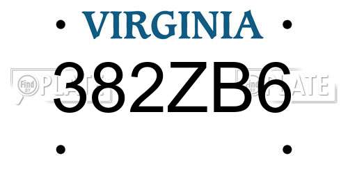 382ZB6 Virginia License Plate