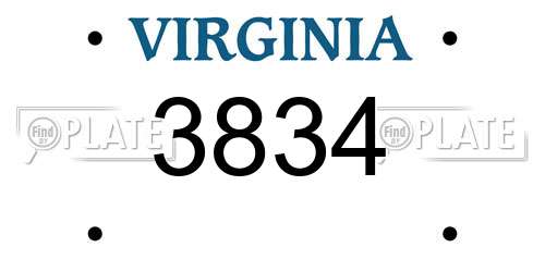 3834 Virginia License Plate