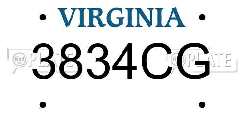 3834CG Virginia License Plate