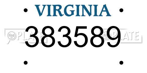 383589 Virginia License Plate