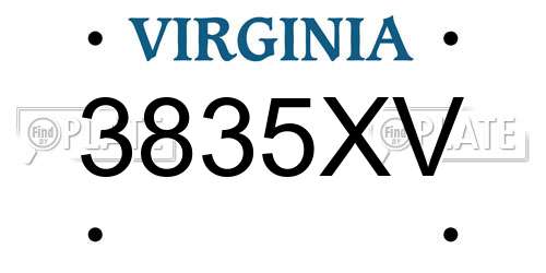 3835XV Virginia License Plate