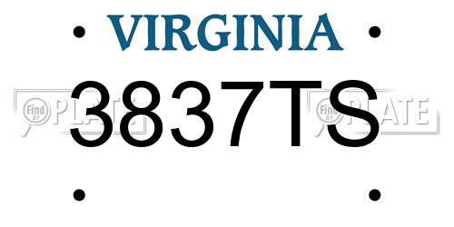 3837TS Virginia License Plate