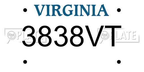 3838VT Virginia License Plate